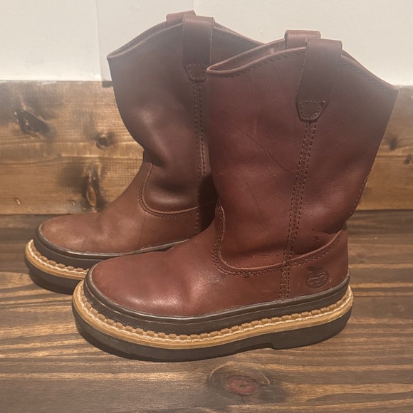 Classic Brown Kids Leather Boots - Picture 3 of 4